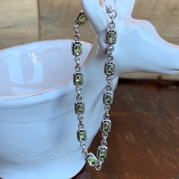 Peridot Links Bracelet 925SS - Picture 7 of 12